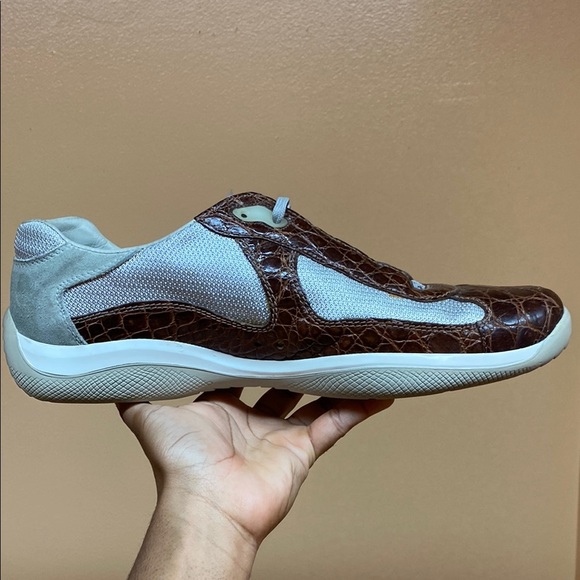 2000s OG Prada American Cup Low Trainers Crocodile Leather - Picture 12 of 17